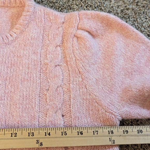 Puffy sleeves vintage style lady soft pink buttons sweater - Picture 7 of 9